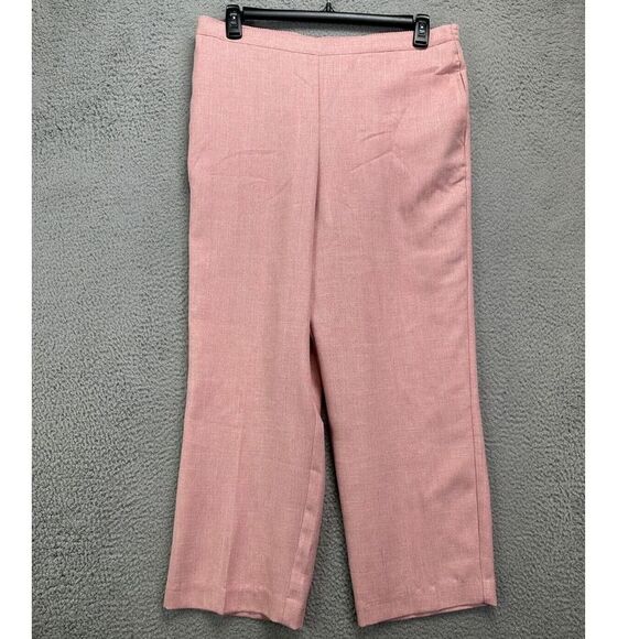 Alfred Dunner Pants Womens 16 Pink Elastic Waist Wide-Leg High-Rise Ankle‎ NEW - Picture 1 of 13